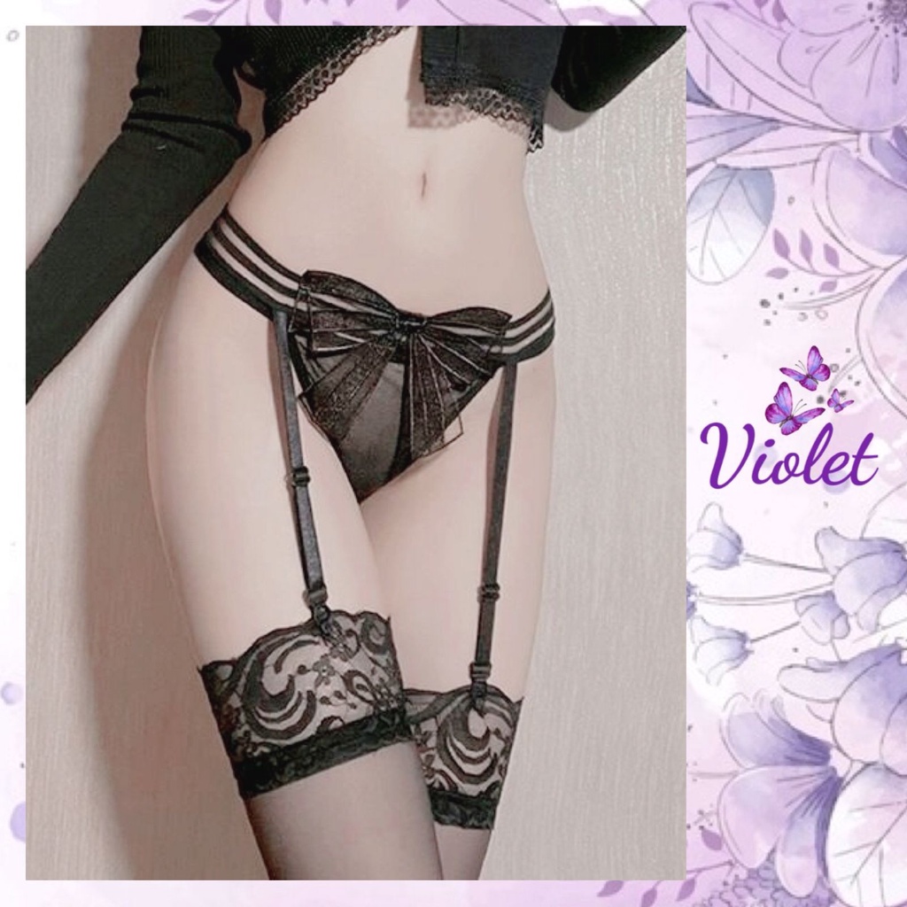 Jual Violet Stoking Tinggi Paha Wanita Pakaian Dalam Lingerie Erotis