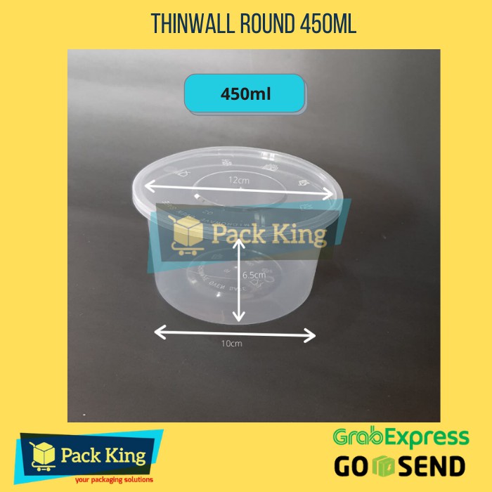 Jual ThinWall Round Mangkok Plastik Food Container 450ml 25 Pcs