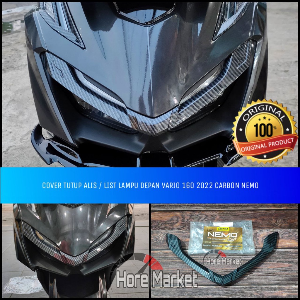 Jual COVER TUTUP VARIASI ALIS LAMPU DEPAN VARIO 160 2022 2023 CARBON