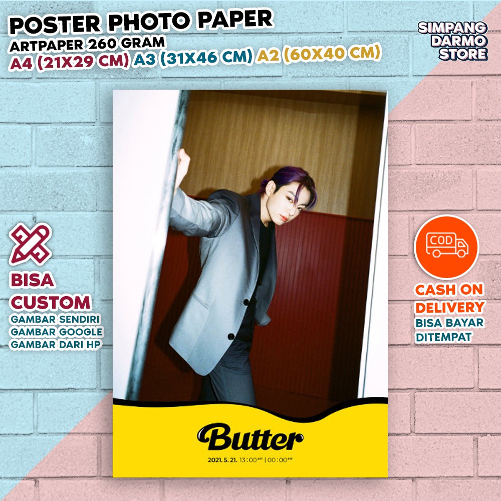 Jual Poster BTS Butter 2021 Teaser Terbaru Hiasan Dinding RM Jin Suga J