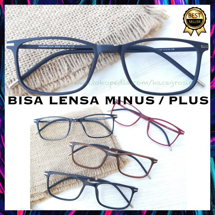 Jual Kacamata Pria Wanita Square Frame Lebar Lensa Anti Radiasi Minus