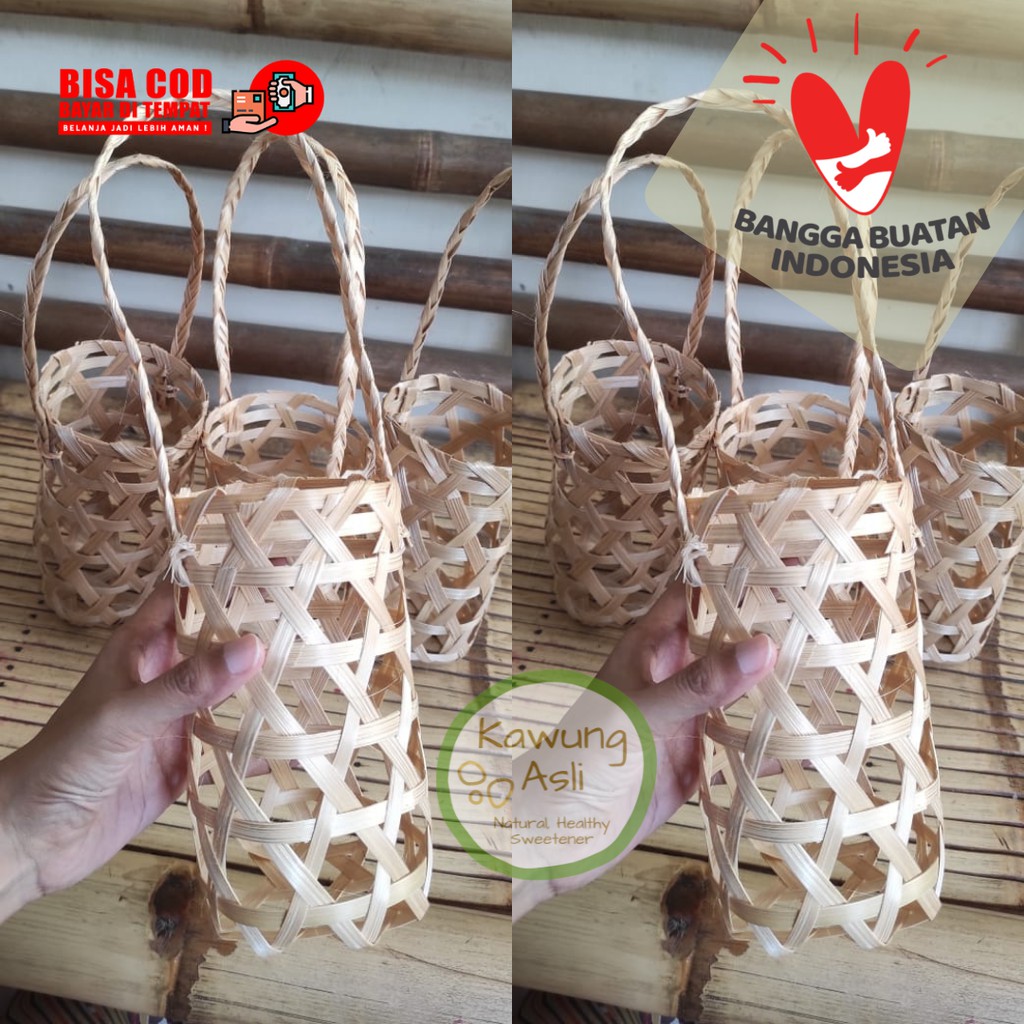 Jual Tas Keranjang Anyaman Bambu Kemasan Untuk Botol Hampers Kantong