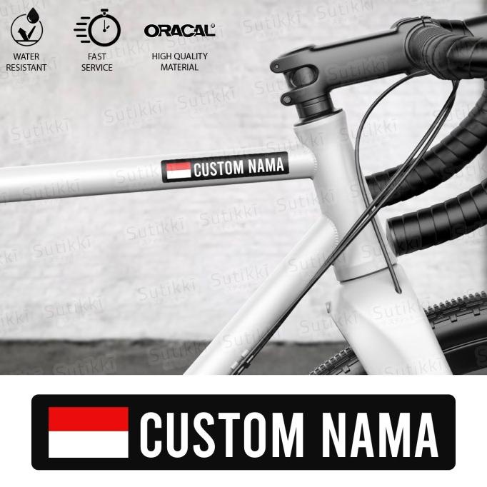 Jual Custom Cutting Sticker Nama Bendera Indonesia Frame Sepeda Stiker