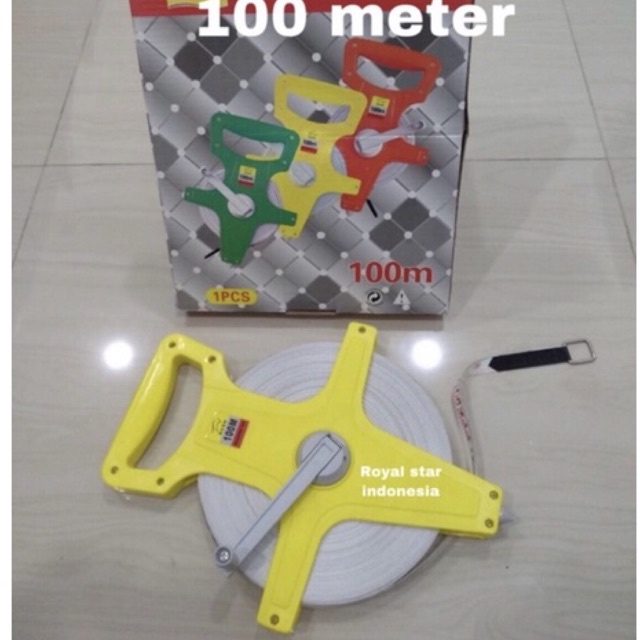 Jual Meteran Gulung 100 Meter Gagang Fiber Meter Tanah Land Measuring