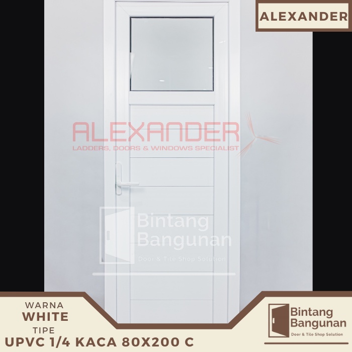 Jual Pintu Kamar Pintu Kamar Mandi UPVC 70x200 Alexander 1 4 Kaca