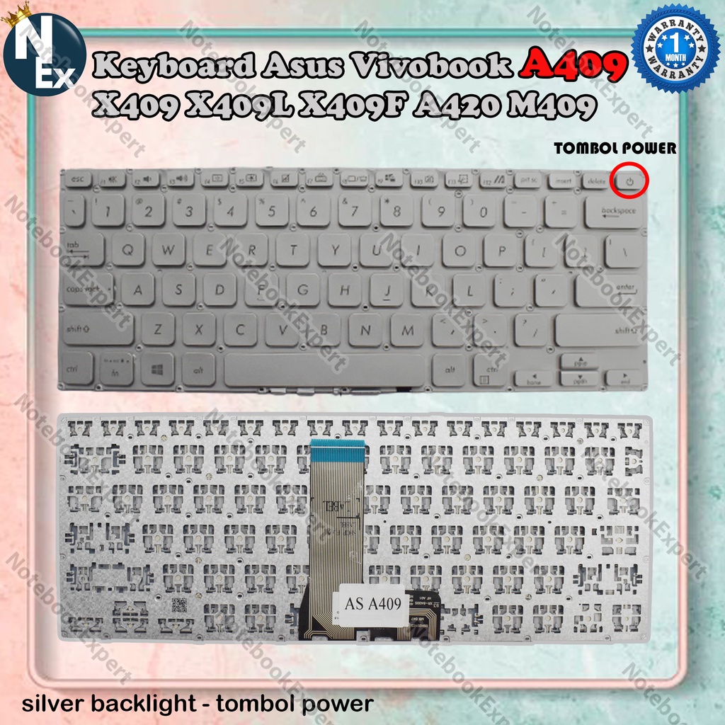 Jual Keyboard Asus Vivobook A409 X409 X409L X409F A420 M409 SILVER