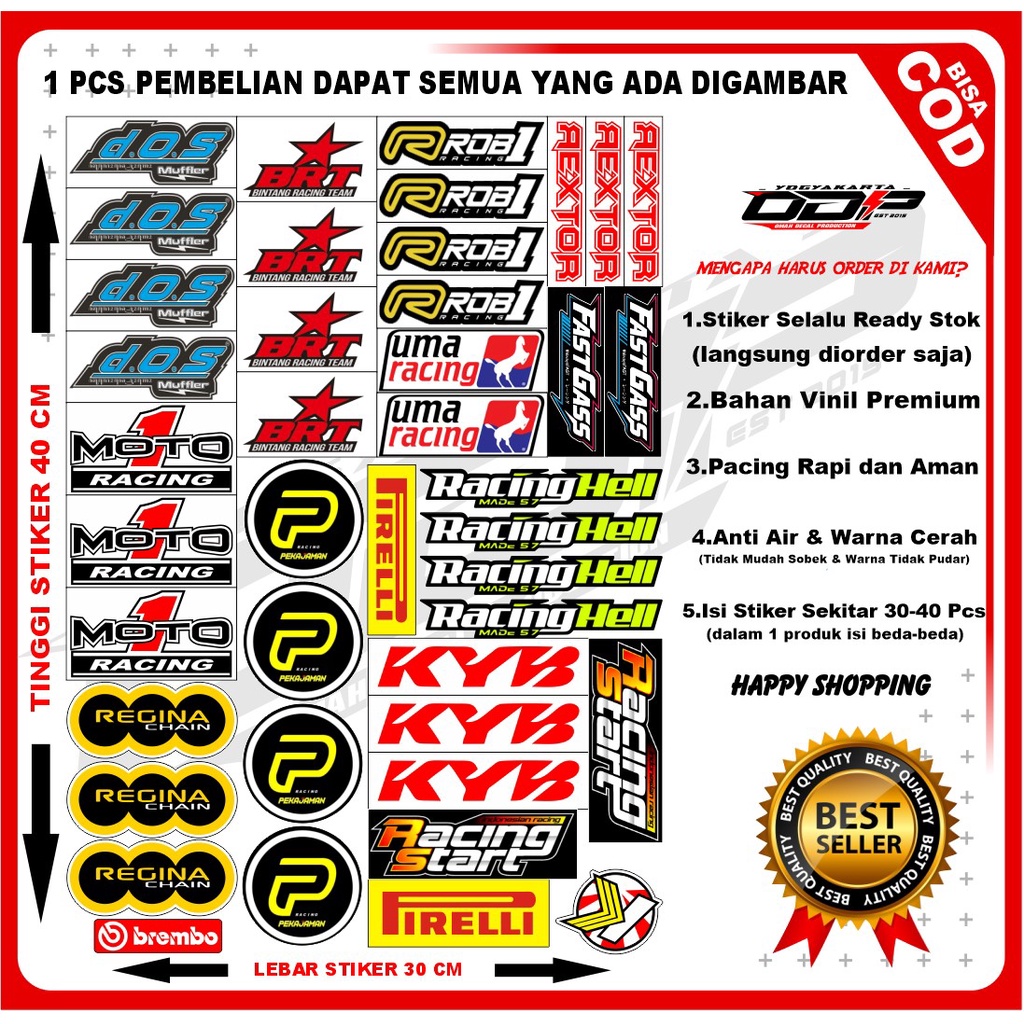 Jual STICKER PACK SPONSOR RACING RCB SSS MOTUL ROB1 UMA REXTOR MOTO 1