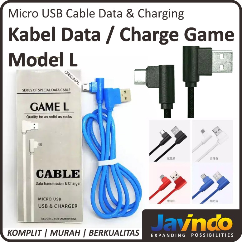 Jual Kabel Data Charge Micro USB Gaming L Shape Cable Game Model L