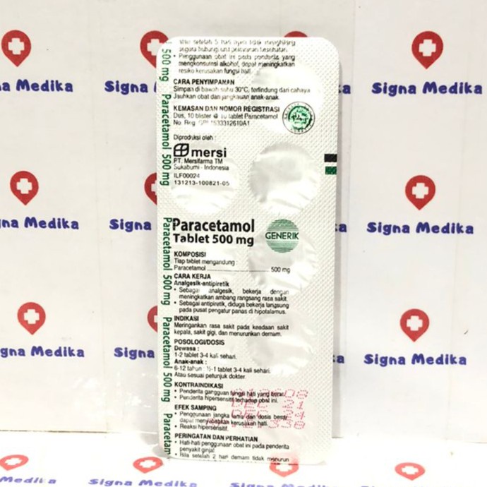 Jual Paracetamol 500mg Strip Mersi Isi 10 Tablet Obat Pusing Demam