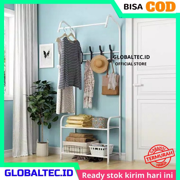 Jual Stand Hanger Gantungan Baju Portable Minimalis Bongkar Estetik