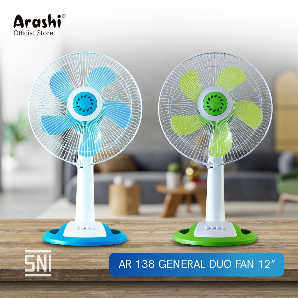 Jual Arashi General Duo Fan 12 Kipas Angin Meja Dinding Desk