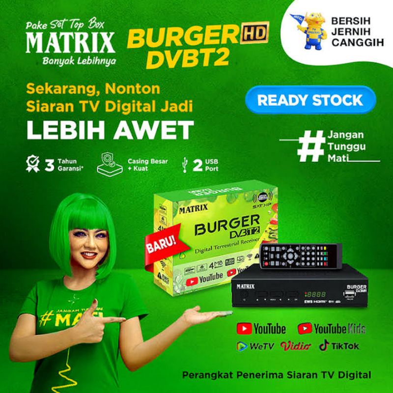 Jual Set Top Box Matrix Burger DVB T2 Digital Receiver STB STB