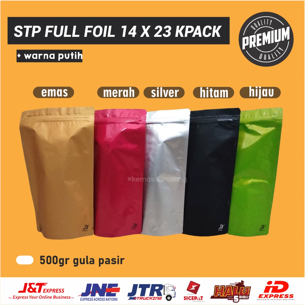 Jual KPACK 50 PCS KEMASAN STANDING POUCH KLIP ALUMINIUM FOIL SUPER 14