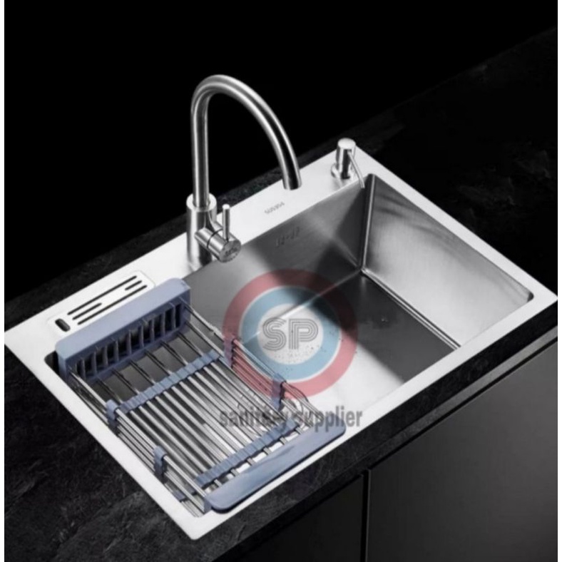 Jual KITCHEN SINK LENGKAP KRAN 6045 STAINLESS THSINK KITCHEN SET 6045