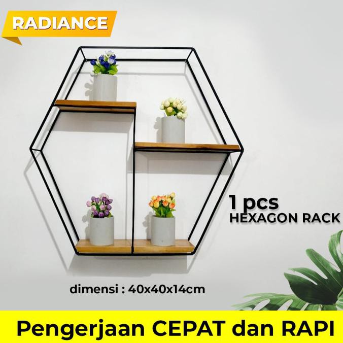 Jual Rak Dinding Besi Hiasan Klasik Vintage Hexagon Kotak Dan Segitiga