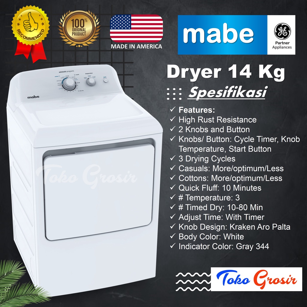 Jual Mabe Dryer Mesin Pengering Mesin Pengering Laundry Kapasitas