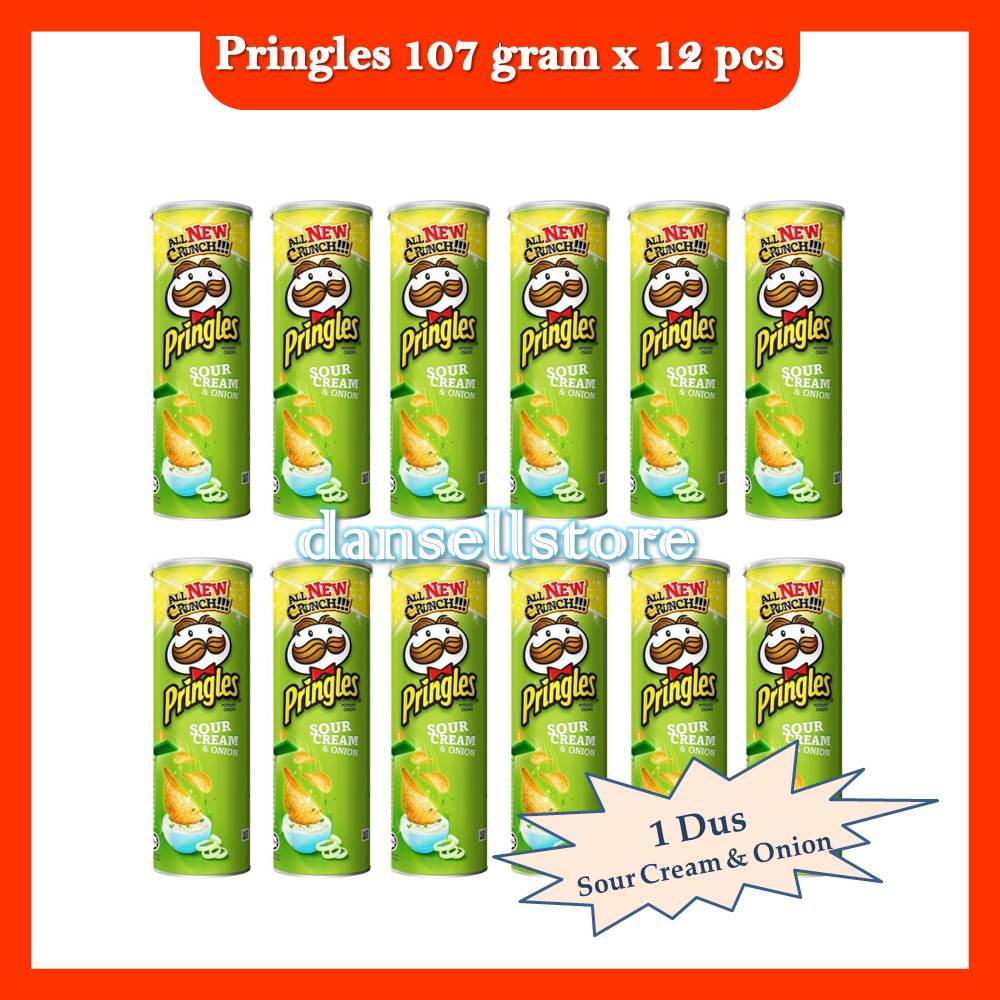 Jual Pringles Sour Cream Onion 107g 1 Carton 12 Pcs Potato Crisps