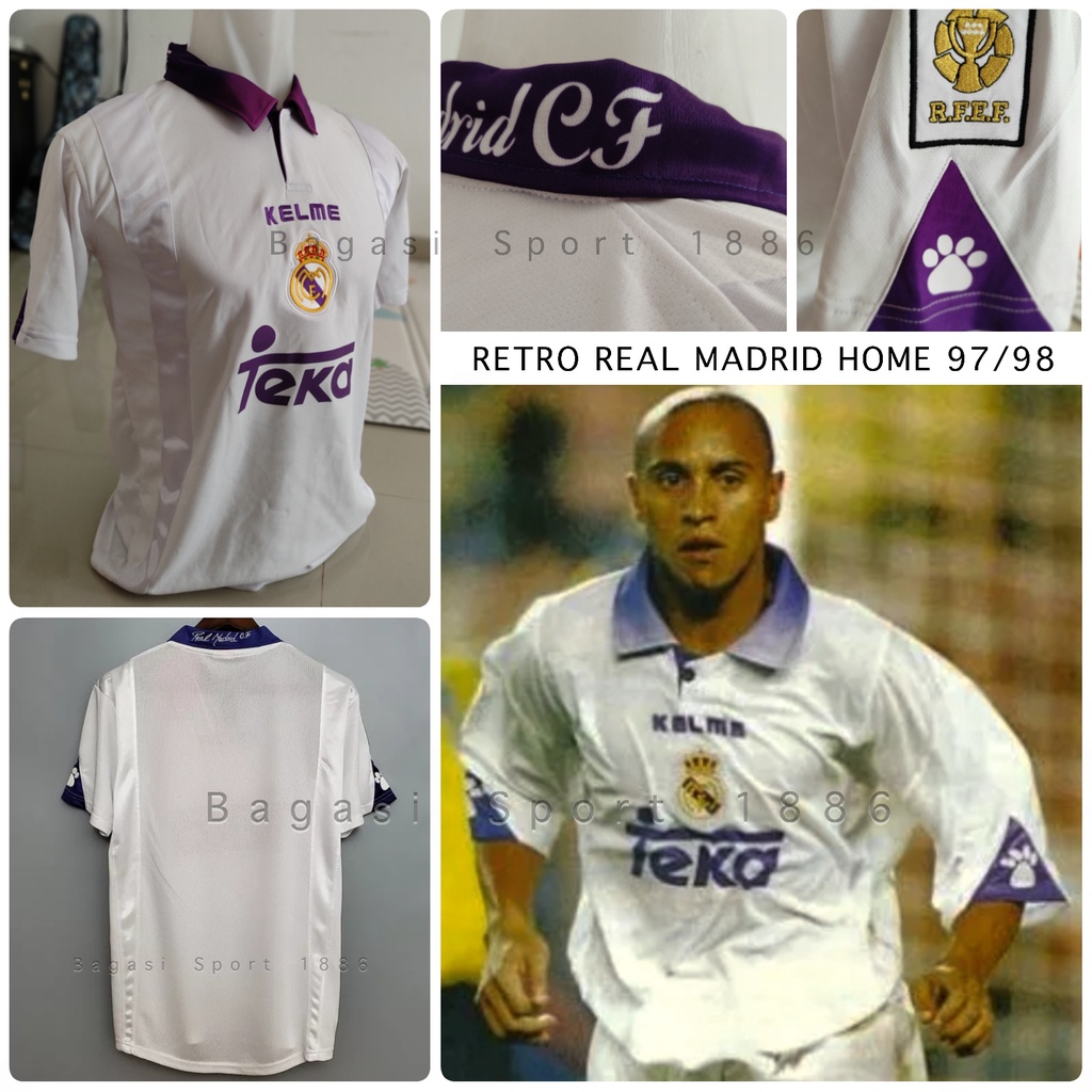 Jual Jersey Baju Bola Real Madrid Retro Lama Lawas Home Kit Kandang