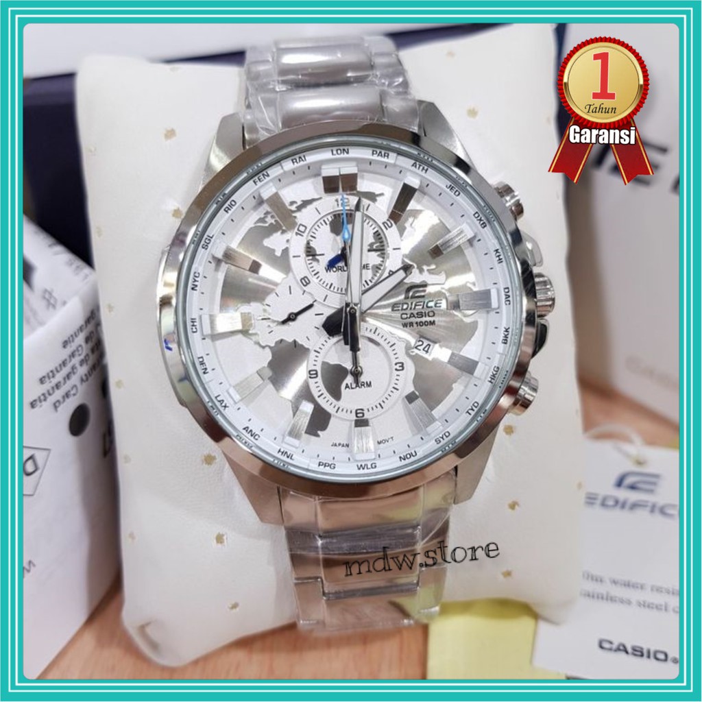 Jual Casio Edifice EFR303 EFR 303 Full Silver Jam Tangan Pria Shopee