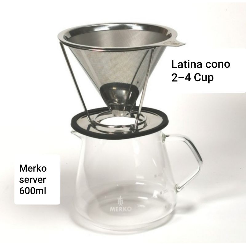 Jual Paket Manual Brew V Latina Cono Double Mesh Metal Filter Merko Server Ml Shopee