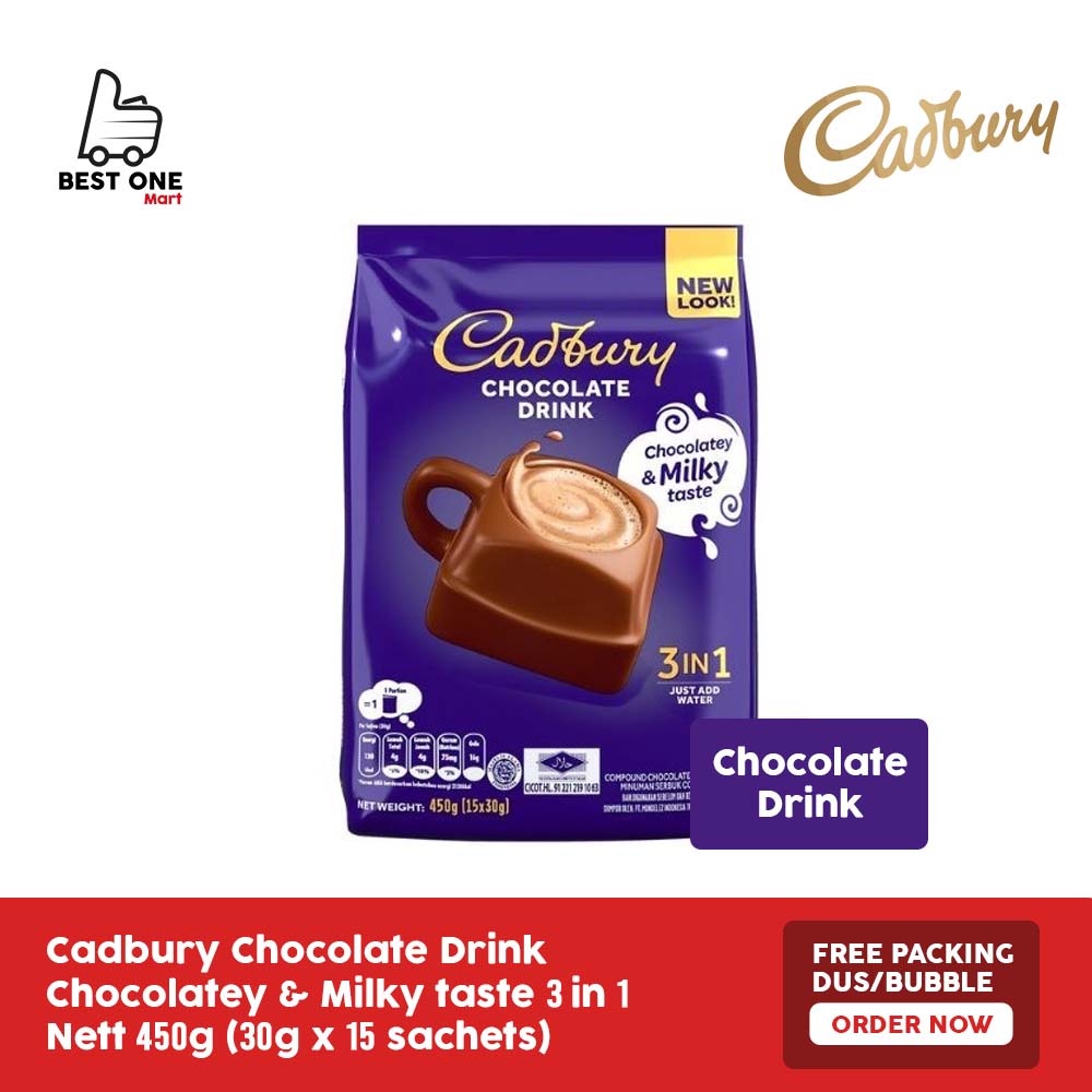 Jual Cadbury Hot Chocolate Drink 3in1 Isi 15 Sachet Minuman Coklat