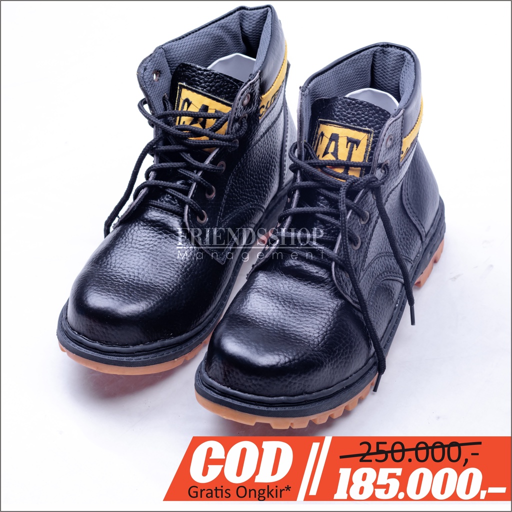 Jual Sepatu Safety Boot Pria Merk Caterpillar 100 Bahan Kulit Asli