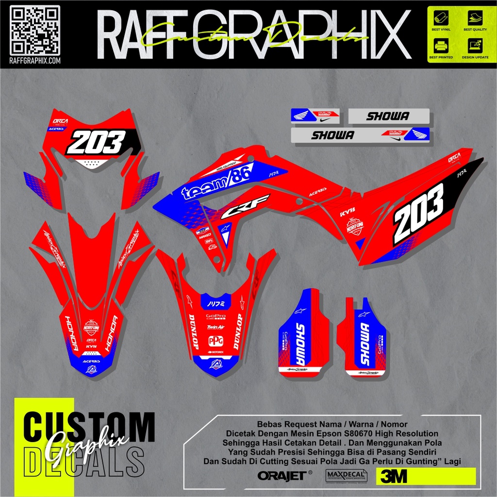 Jual Decal Crf 150 Merah Decal Honda Crf 150 Motif Team 86 Decal Crf