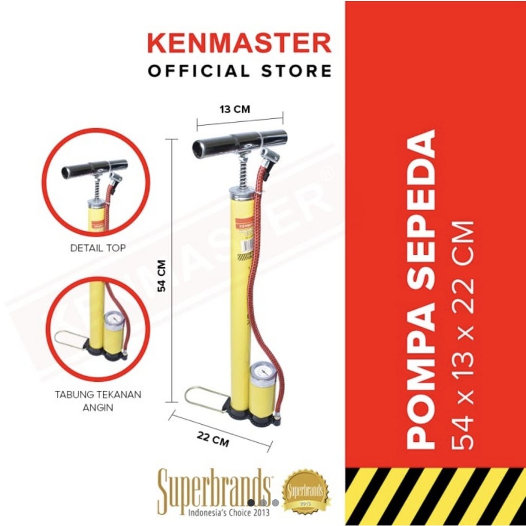 Jual KENMASTER Pompa Ban Sepeda Motor Mobil Bola Tabung Meter Stainless