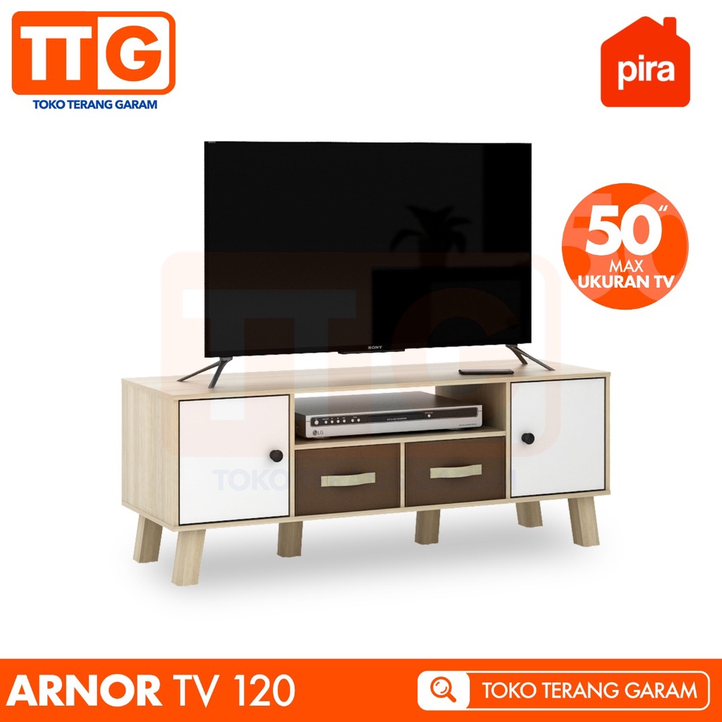 Jual PIRA MEJA TV RAK TV MINIMALIS SONOMA OAK WHITE ARNOR TV 120 CM