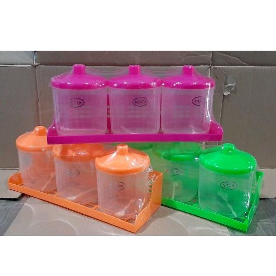 Jual Tempat Bumbu Dapur Plastik Toples Rak Bumbu Kitchen Set Dengan