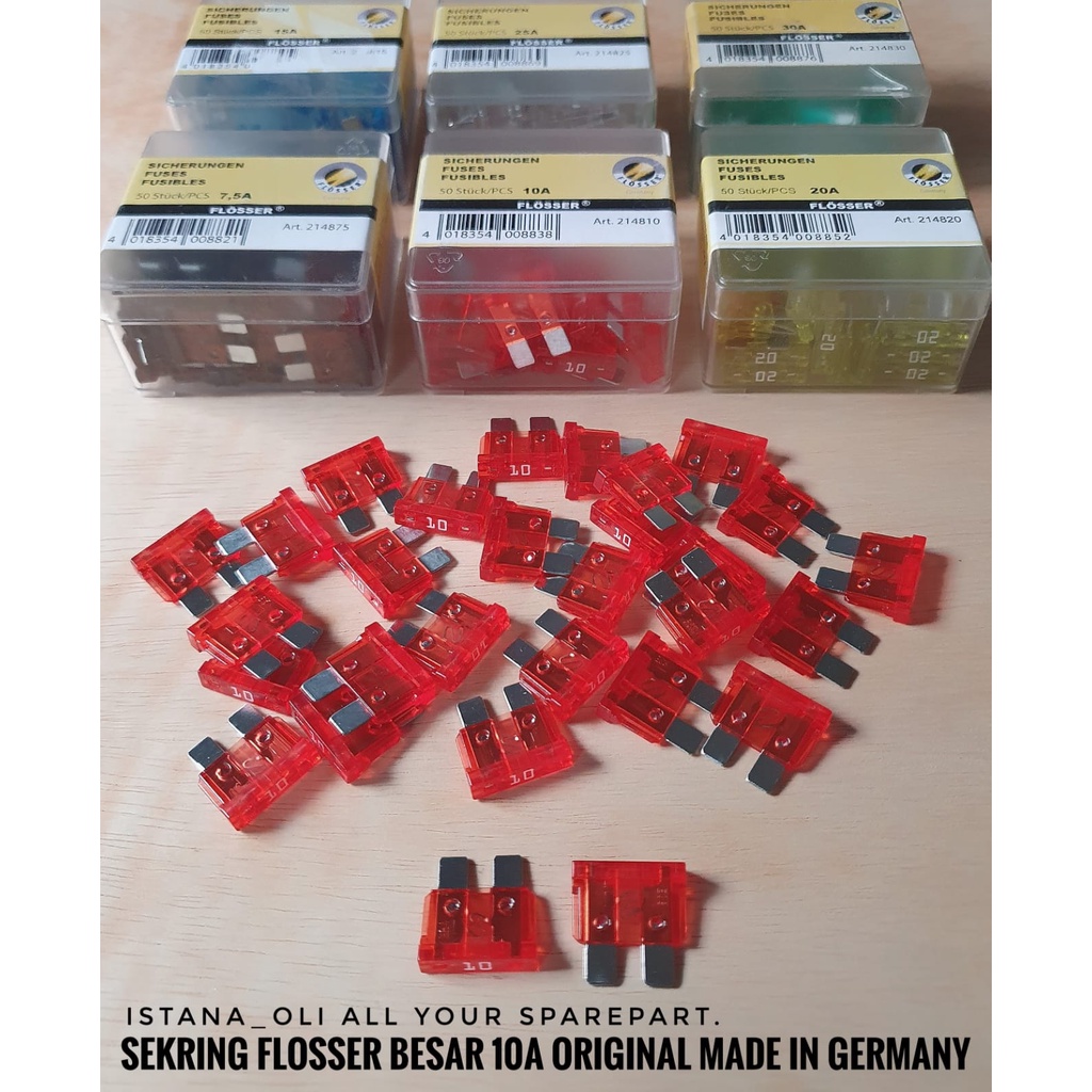 Jual Sekring Fuse Dx Tancap Besar Flosser Germany 10A Ampere Original