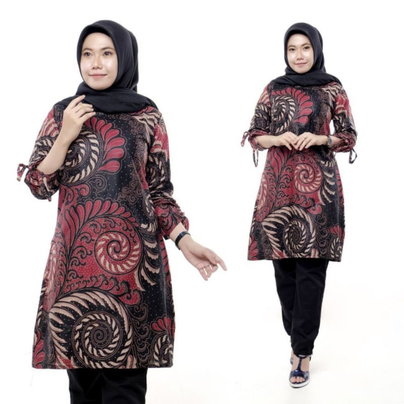 Jual Sarimbit Keluarga 2024 Lebaran Maroon New Valvet Series Baju Batik