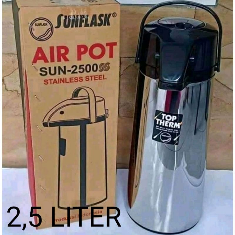 Jual TERMOS AIR PANAS POMPA STAINLESS TERMOS PENCET STAINLESS SUNFLASK