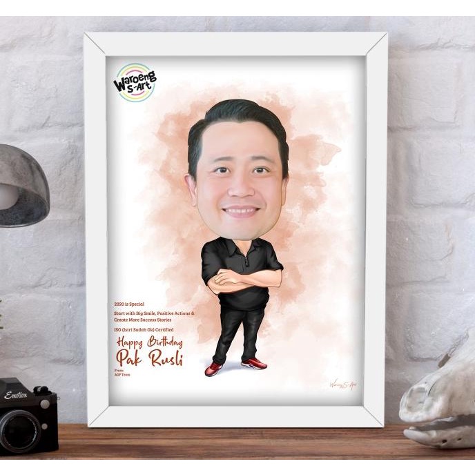 Jual Sketsa Karikatur 1 Wajah Bingkai Ukuran A3 30x40 Cm Shopee