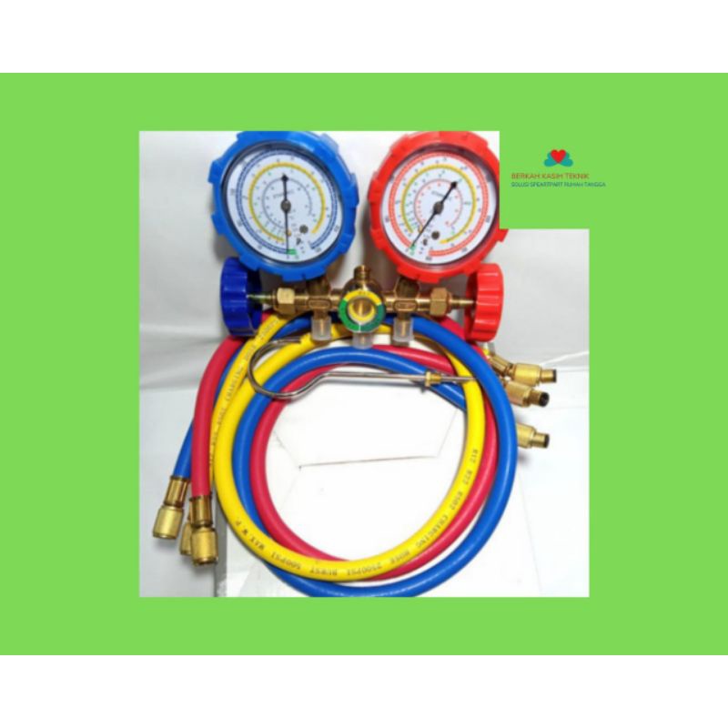 Jual Alat Ukur Pengisian Freon Pressure Gauge Metal Manifold Double