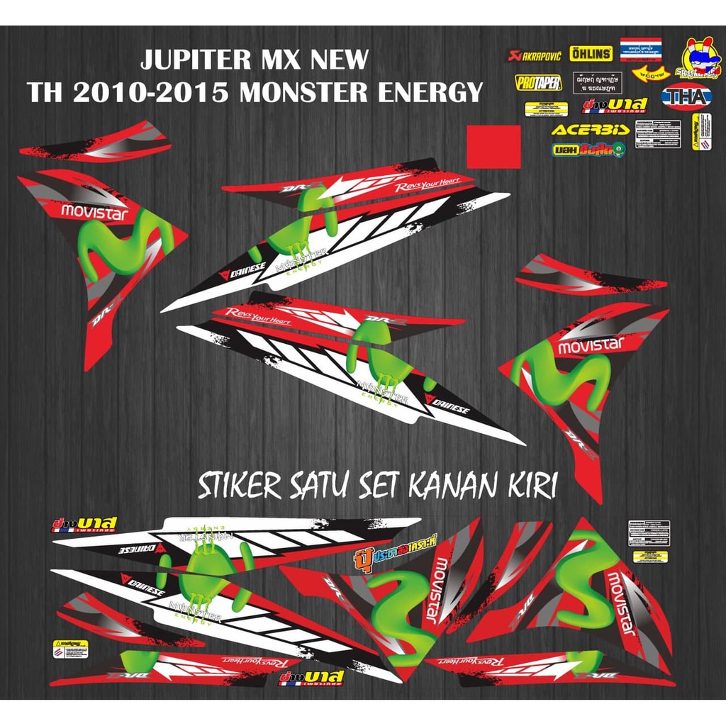 Jual STIKER STRIPING MOTOR JUPITER MX NEW TH 2010 2015 MONSTER ENERGY 2