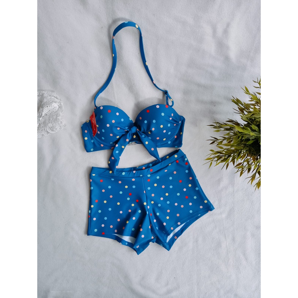 Jual BK 3318 V03 BIRU POLKADOT BIKINI FOAM WITH WIRES Shopee Indonesia