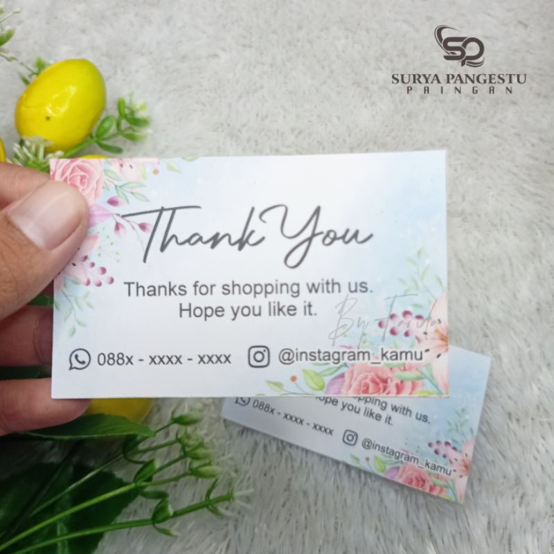 Jual Kartu Ucapan Toko Custom Thank You Card Custom Kartu Terima