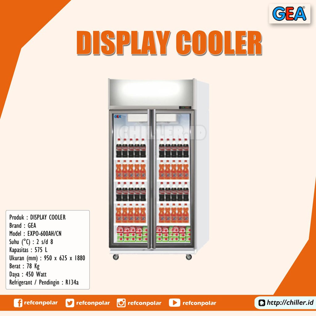 Jual Showcase Chiller Gea Expo Liter Dua Pintu Watt Shopee