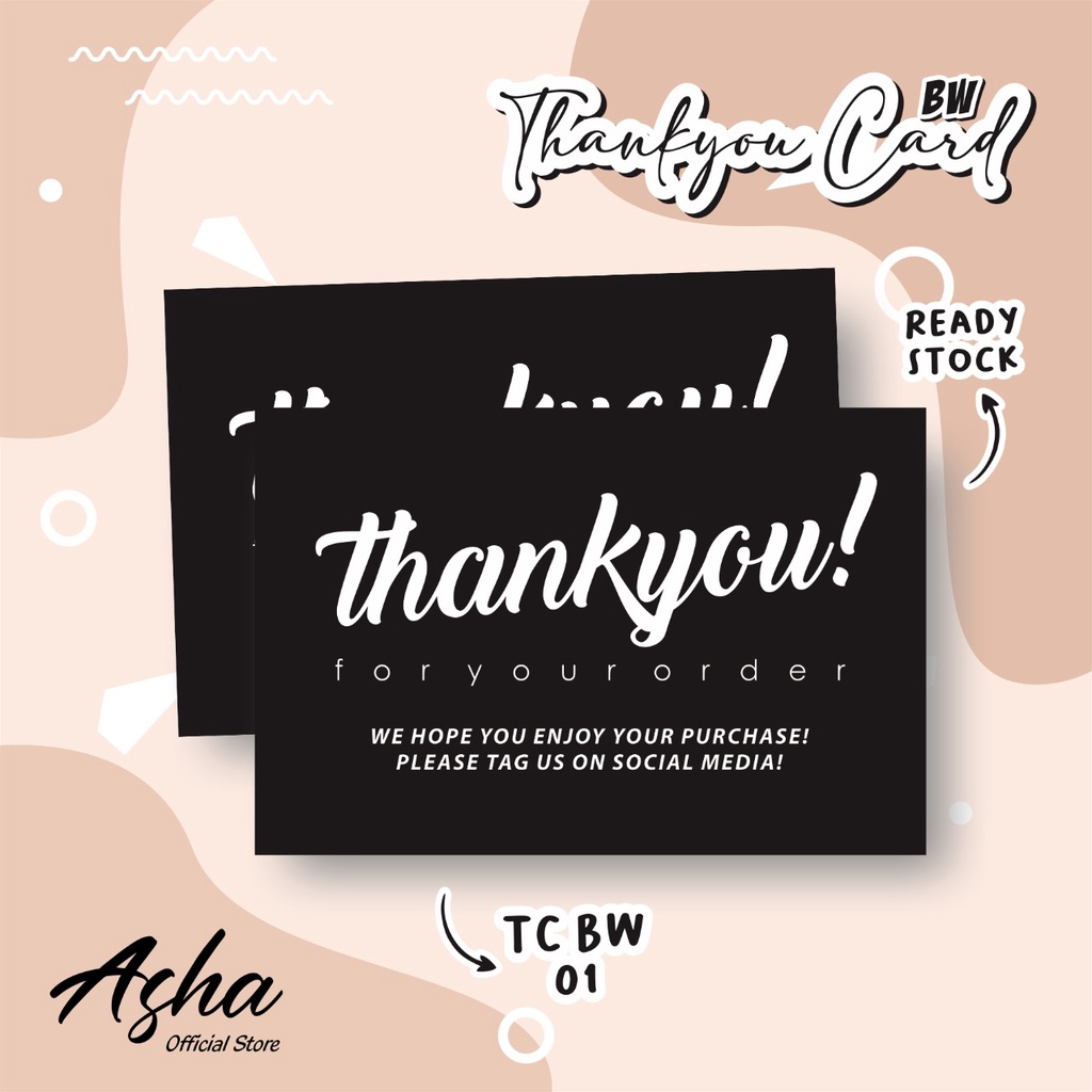 Jual Pcs Thank You Card Kartu Ucapan Terimakasih Tc Bw Ready