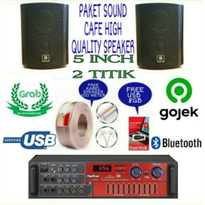 Jual Paket Sound Cafe Dan Restoran Ampli Digital Speaker Gantung 2