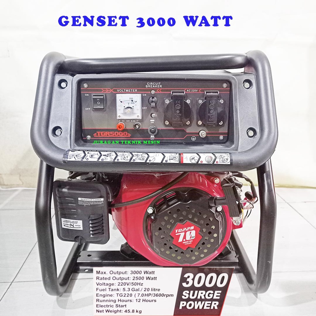 Jual Mesin Genset Tiger 3000 Watt Generator TGR 3000W Jenset Bensin 4