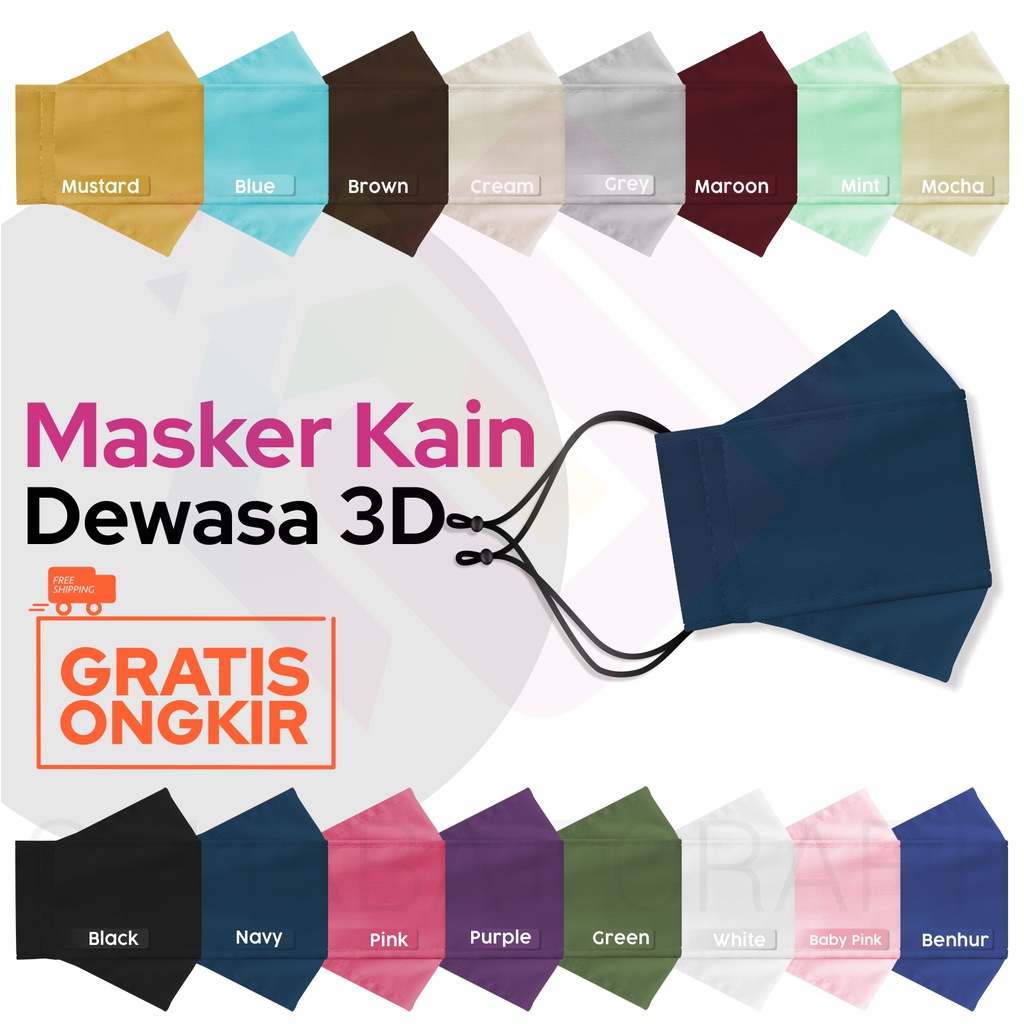 Jual MASKER KAIN DEWASA 3D EARLOOP STOPPER EARLOOP STOPPER EARLOOP