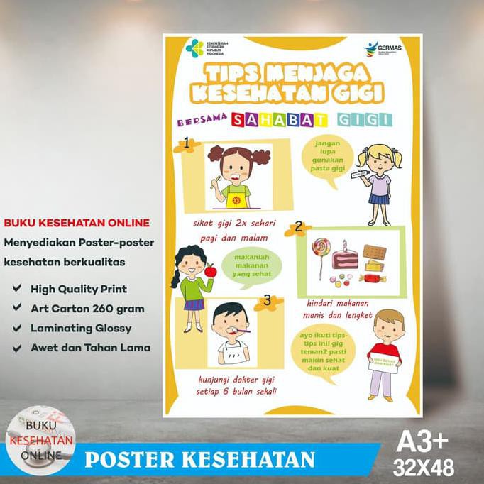 Jual Poster Kesehatan Tips Menjaga Kesehatan Gigi Laminating Glossy