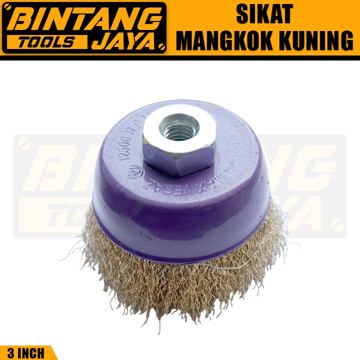 Jual Sikat Kawat Mangkok Kuning Gerinda Pembersih Karat Cup Brush