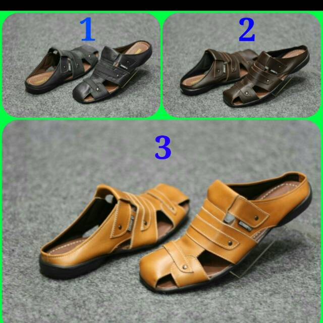 Jual ENOZ X KIWARI Sepatu Sandal Slop Bustong Kulit Sapi Asli Sepatu