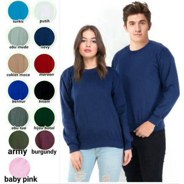 Jual SWEATERPOLOS CREWNECK SWEATER BASIC POLOS M XXL COWO CEWE