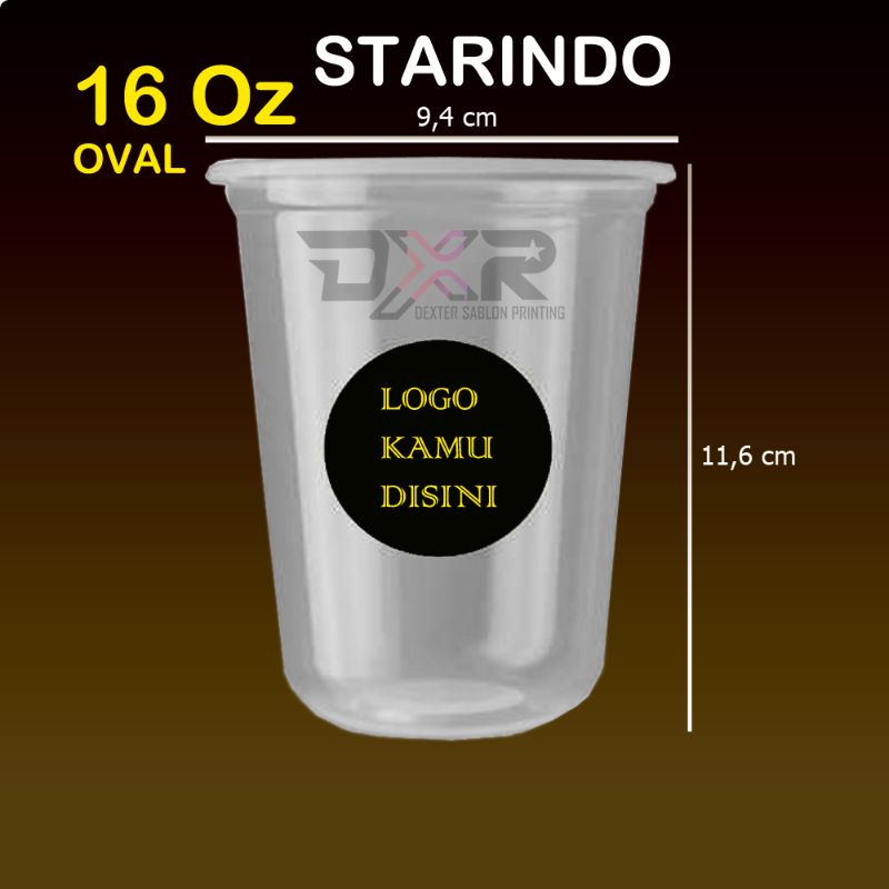 Jual Sablon Gelas Cup Ukuran 16 Oz OVAL Starindo 8 Gram Link Khusus