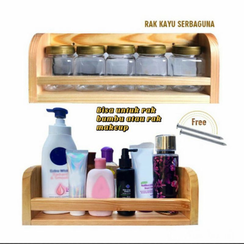 Jual Rak Kayu Bumbu Dapur Rak Minimalis 5 Toples Cantik Wadah Bumbu