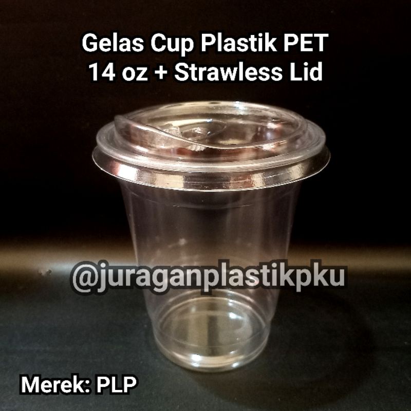 Jual Gelas Cup Plastik Pet Oz Strawless Lid Bening Isi Pcs